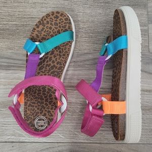 NWOT Wonder Nation Platform Velcro Sandal Rainbow Cheetah Print Womens 9